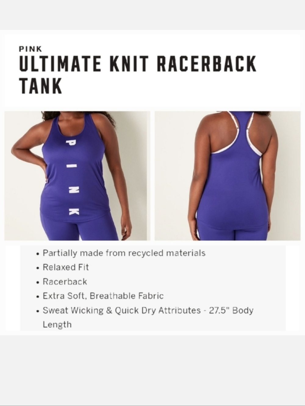Victoria's secret pink ultimate knit racerback tank